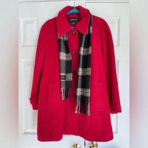 London Fog Women's Red Winter Pea Coat